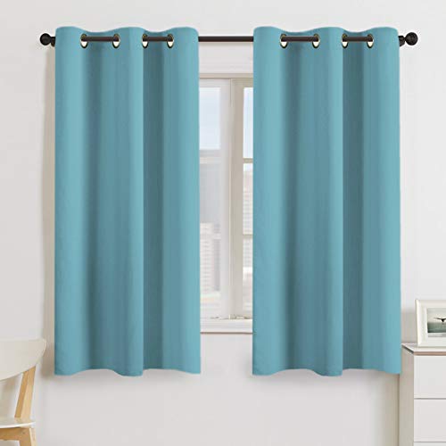 Turquoize Aqua Blackout Curtains for Bedroom 63 Inch Length 2