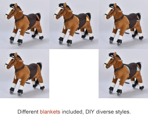 UFREE Horse Action Pony, Ritt auf Spielzeug, mechanisch bewegendes Pferd, Kinderwagen für Kinder von 4 bis 9 Jahren, mittelgroß, Höhe 93 cm (brauner Körper, Schwarze Mähne & Schwanz)