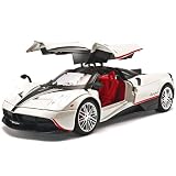 RZAPE Car Toys for Boys 1 18 Scale Diecast Cars Compatible for Pagani Huayra Dinastia Model Car Kits Collection,Metal Pull Back Cars with Light and Sound,Toy Cars for Boys Age 4-7（White）