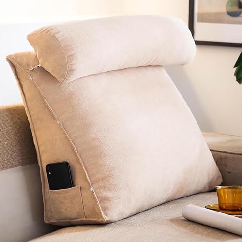 Almohada de apoyo lumbar ajustable para reposacabezas para cama y sofá, con funda de chenilla extraíble, almohada de posición trasera para T