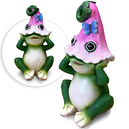 THE ENCHANTED GARDEN Frog Ornament Peeking Statue Outdoor Resin Decoration Figurine for Patio Lawn Yard Décor