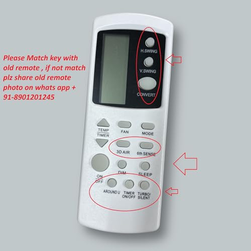 Image of Air Conditioner Remote Compatible with /Replacement for Whirlpool Ac Remote | Model -210H | Match with Your Existing Remote Before Placing The Order | Exactly Same Will Only Work