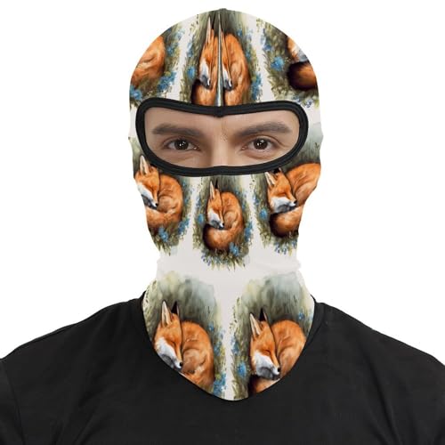 Balaclava para hombres y mujeres con máscara facial térmica y diseño de zorro durmiente para esquí y motocicleta en clima frío miniatura 2
