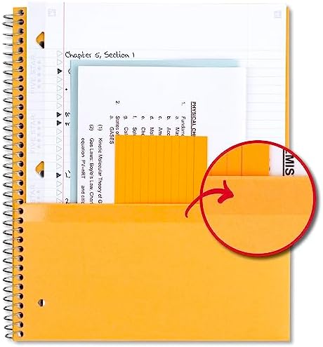 Five Star Spiral Defterler + Çalışma Uygulaması, 3'lü Paket, 1-Konu, Kolej Çizgili Kağıt, 200 Yaprak, 11" x 8-1/2", Orman Yeşili, Ateş Kırmızısı, Pasifik Mavisi (820189-ECM) - Görsel 5