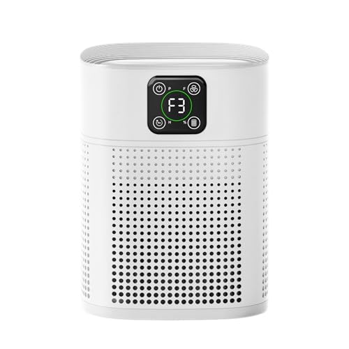 OUNEDA Air Purifier for Bedroom Home, 360° Air Intake, 3 Stage H13 HEPA Filter Removes Smoke Pet Dander Odors, Small Quiet Air Cleaner with Sleep Mode & 9H Timer, HY1800 Pro, White