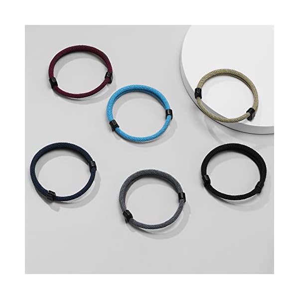 Nautical Braided Rope Bracelets Set - 6 Pcs Adjustable Braided Cord Bracelet, Handmade Navy Marine String Bracelet with Metal Knot, Men Women Braided Bracelets Gifts - Image 9