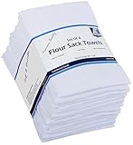 Excellent Deals Flour Sack [White, 6 Pack] 100% Cotton Kitchen Towels, 28'x28' Cloth Napkin, Dish Cloth, Bar Towels, Tea Towels, Bread Wrapper
