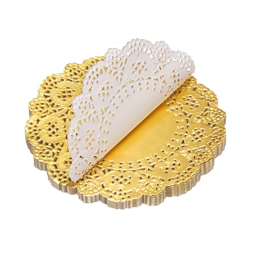 Napperons papier dentelle dorée 12,7 cm pour sublimer vos présentations de desserts ternes - 4