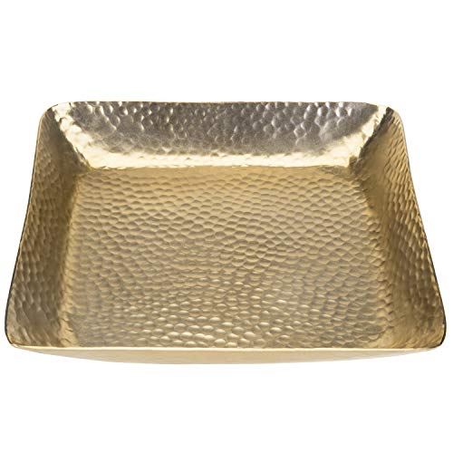 Mygift Antique Brass Tone Hammered Square Tabletop Jewelry Dish Accessories Trinket Dish, Perfume And Cosmetics Vanity Tray - Handcrafted In India #TOP4