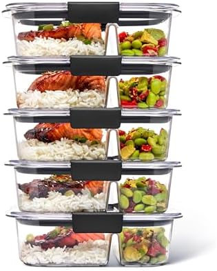 Rubbermaid Brilliance Meal Prep Containers, 2-Compartment Food St...