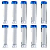 50 Pcs 50ml Plastic Centrifuge Tubes with Blue Screw Cap Conical Bottom, Abuff Plastic Test Tube for Cold Storage