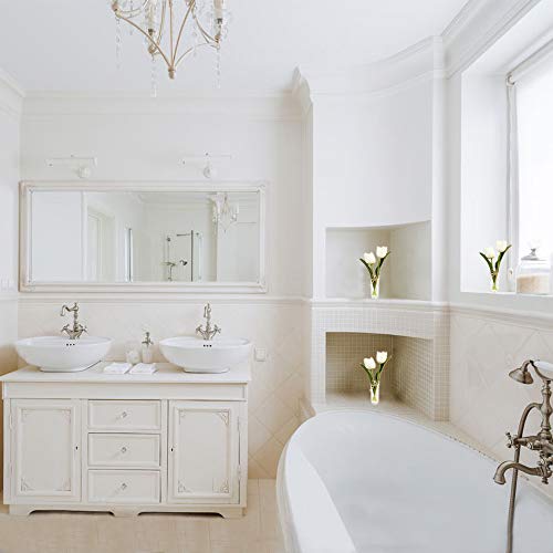 Ebuyom Mini Artificial Flowers Tulips Bouquet In Glass Vase, Home Decor Ornament Wedding Decoration (White) #TOP5