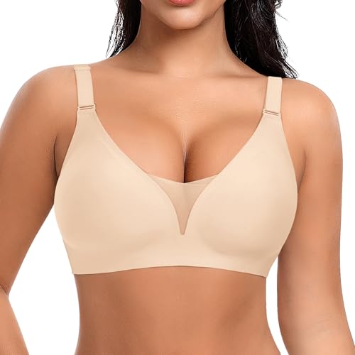 Image of Ganado Seamless Wireless Bras for Women No Underwire Bras Supportive Bralette Padded Comfort T Shirt Bra