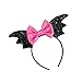 Produktbild thematys® Fledermaus Haarreif schwarz und rosa Schleife - Accessoire perfekt für Karneval, Halloween & Cosplay