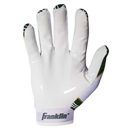 Franklin Sports Luvas de receptor de futebol americano juvenil da NFL Green Bay Packers – Luvas rece