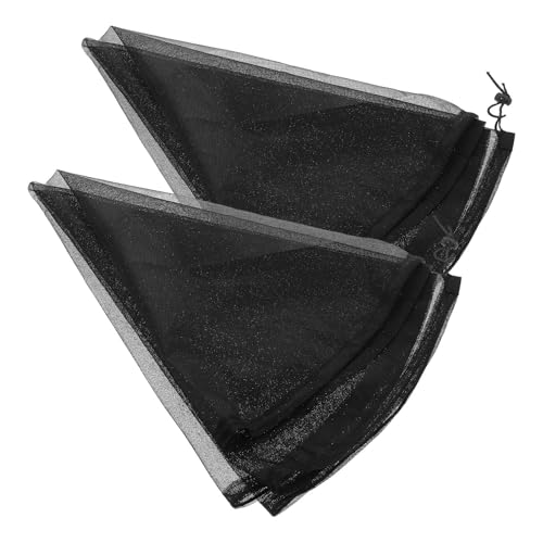 Rain Barrel Mesh Cover Black 2pcs Polyester with Drawstring