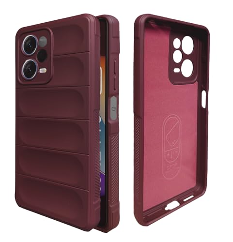 Image of A rtistque Liquid Silicone Stripes Back Cover Case for Mi Redmi Note 12 Pro Plus 5G | with Camera Protection | with Inner Fabric | Anti Slip Grip | AirBag Case - Maroon