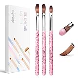 MelodySusie 3-Piece Acrylic Nail Brush Set - Sizes 8/10/14, Professional Nail Art Tool for Acrylic Application, Powder, Extension & 3D Carving - Pink