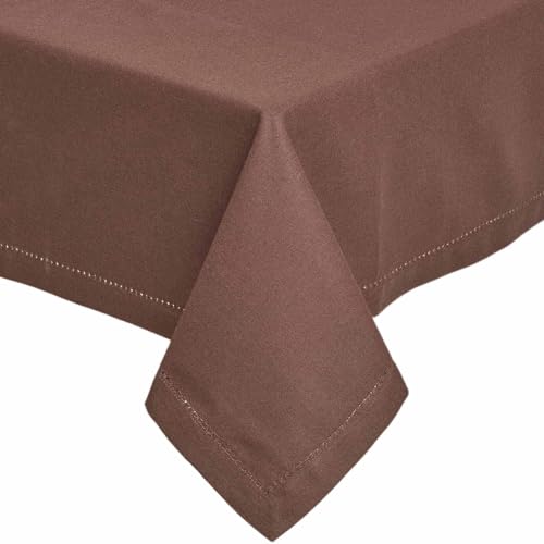HOMESCAPES Nappe rectangulaire en Tissu, Nappe de Table en 100% Coton uni Chocolat, Linge de Table...