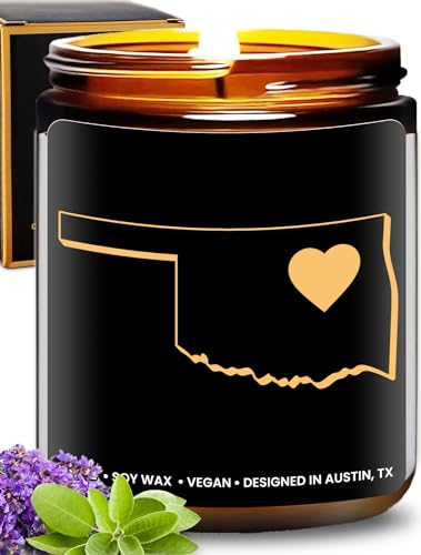 Oklahoma Candle, Unique Oklahoma Themed Gifts for Men and Women, Best State Souvenir Gifts for Moving Away, Thoughtful Home Sick Presents, Ideal for Birthday, Christmas, Graduation, Gift Ready
