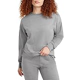 Hanes Women's Originals French Terry, Lightweight Fleece Pullover Sweatshirt, Concrete PE Heather, Small