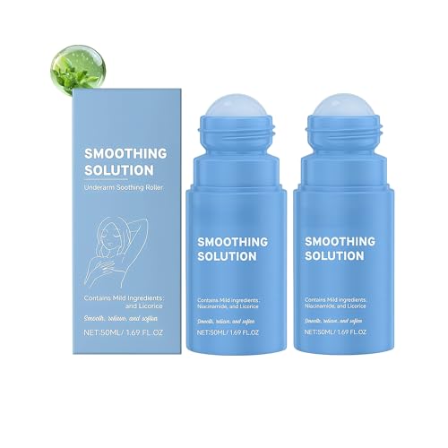 Smoothing Solution Ingrown Hair Treatment,Roll On Soothes Razor Bumps-Serum gegen Eingewachsene Haare & Rasurbrand,Beruhigende Pflege für Intimbereich, Achseln und Empfindliche Haut (2pc, 50ml)
