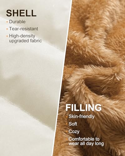 Chrisuno Men's Winter Vest Lightweight Warm Sleeveless Jacket Fleece Lined Quilted Puffer Vests with Removable Hood, White, L