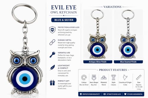 Image of GJ Premium Turkish Evil Eye Keychain for Car, Bike & Home | Nazar Protection Keychain, Good Luck Charm | Spiritual Metal Key chain for Men & Women