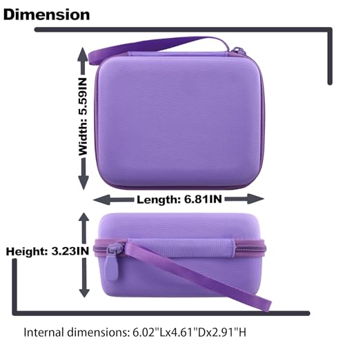 Image of Hard Case for Nelko PP01 /PP03 Color Mini Portable Printer, Shockproof Travel Carrying Case with Mesh Pocket & Hand Strap, Protective Storage Bag, Purple