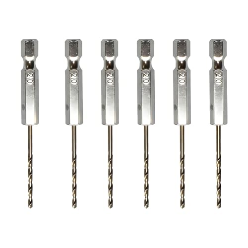 Image of 6 Pcs 2mm Twist Drill Bits 1/4" Hex Shank M35 Cobalt Titanium Coated
