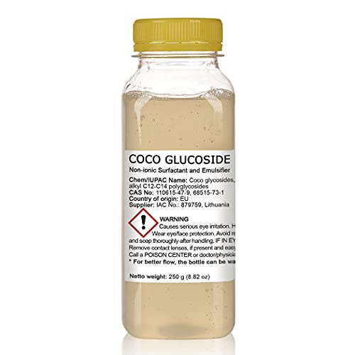 Artekas Innovation Coco Glucoside Non-Ionic surfactant and emulsifier - Gel - 8.82 oz - for Formulations and DIY Skin Care - Shower Gels, Foaming, Body Soap, Shampoos, Face Cleansers