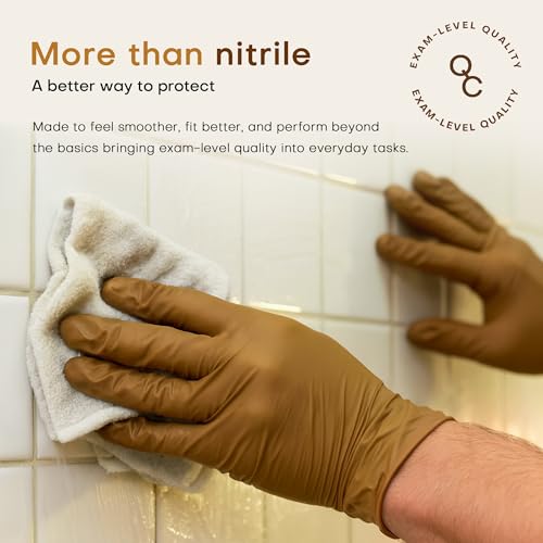 SUP Powder-Free Nitrile Gloves, 100 Count Food Safe Latex-Free Disposable Gloves for Medical Cooking Cleaning Food Prep, Tan (Medium)