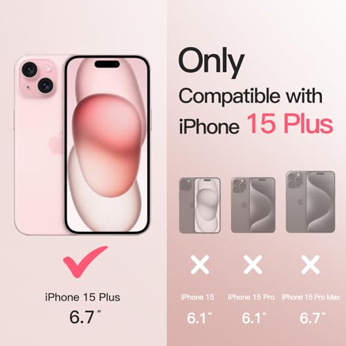 Image of JETech 360 Rotatable Ring Stand Case for iPhone 15 Plus, Pink