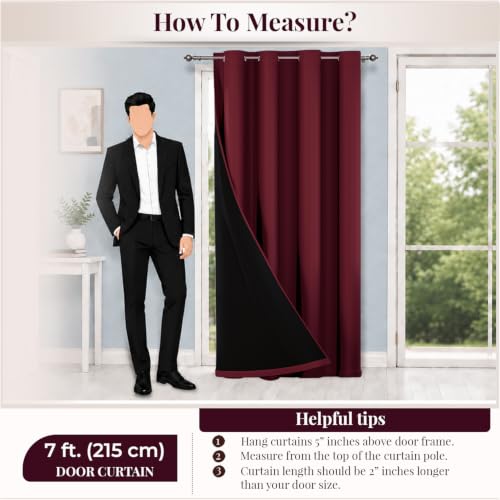 Image of HOKIPO Midnight True Blackout Curtains 7 Feet Long Set of 2, Maroon