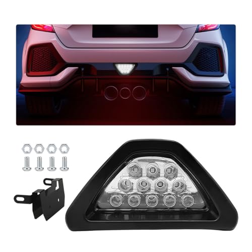 MUQIDA Car F1 Style Brake Light, Super Bright DRL Fog Rear Tail Third Brake Light with 12 LED, Waterproof F1 Style Triangle Warning Flash Lamp for Cars Trucks SUVs Safety Stop (White)