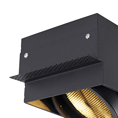 Qazqa Oneon Honey Einbauleuchte – Schwarzer LED-Strahler, GU10, Dimmbar, 15,6 Cm