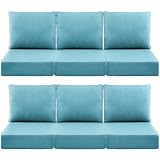 Picture of Luxury 6" Outdoor Cushions for Patio Furniture, 24x24x6" Thick Seat Cushion Set of 6, Fade Resistant Couch Chair Replacement Cushions High Density Deep Wicker Chair Cushion w/ Removable Cover, Teal