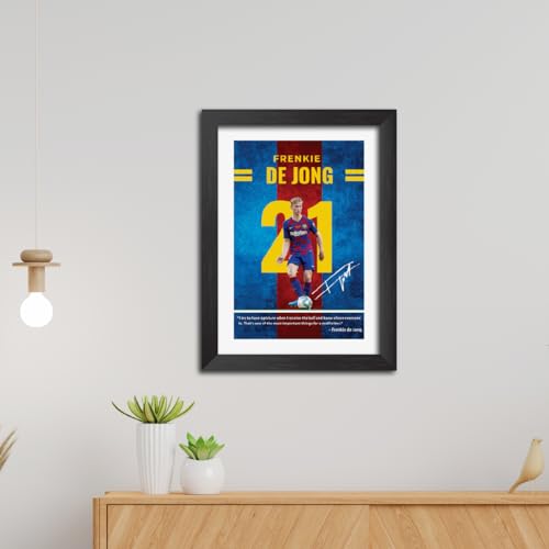 Image of TenorArts Frenkie de Jong Quotes Poster Frame Barcelona Laminated Photo Framed Painting with Matt Finish Black Textues (12 inches x 9inches)