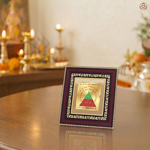 Image of DIVINITI Siddh Energised Vahan Durghatna Yantra | 24k Gold Plated Foil Travel Protection Vastu Frame for Home, Office & Puja Room | Spiritual Yantra for Safety, Protection & Peace of Mind (14 X 13 CM)