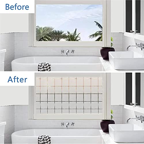 Image of HOME13 Frosted Glass Film Window Privacy Film Decoartive Frosted Window Film Heat Control Frosted Glass Sticker for Home & Office (24 x 196 Inch, Square)