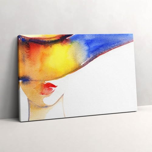 Peinture sur Toile pour Habiller un Mur Vide Tableau Femme au Chapeau Wallfluent 60x40