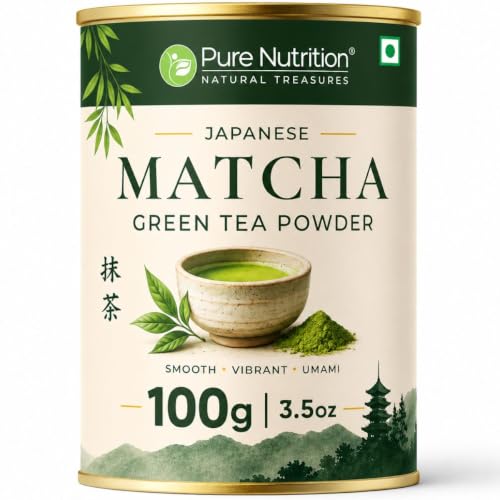 Image of Pure Nutrition Japanese Matcha Green Tea Powder | Matcha Green Tea for Weight Loss | Premium Culinary Grade Matcha for Latte, Smoothie & Baking | Smooth, Vibrant, Rich in Antioxidants | Natural Energy & Metabolism Support | Vegetarian | 100g