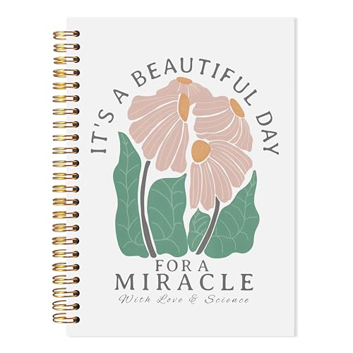 LADOCK Groovy Floral It's A Beautiful Day for A Miracle Spiral Notebook, Inspirational IVF Transfer Day Journal for Women, Infertility Gifts for Women, IVF Must Haves, 5.5x8.3