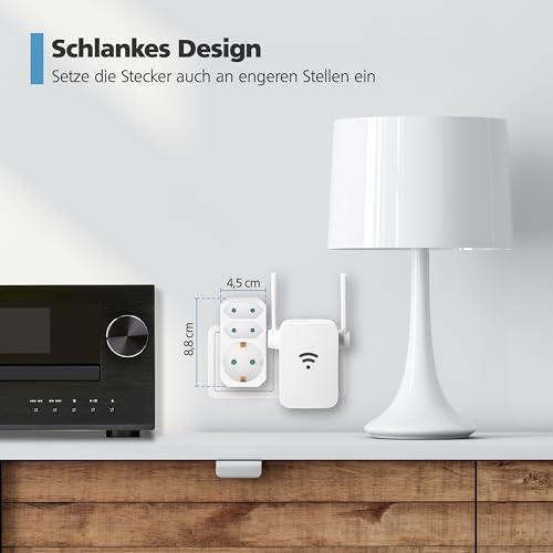 benon 2er Set Mehrfachstecker Weiß - Steckdosen-Adapter mit Kindersicherung - Doppelstecker 3680W - Multistecker 3Fach - Mehrfachsteckdose 2 Euro und 1 Schuko - Stecker mit Schutzkontakt Steckdose