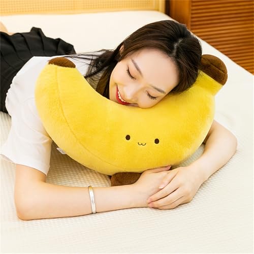 PlüSchtier Stofftier Banane,Gelbe Banane Kawaii Kissen Langes,PlüSch Bananen Kissen Obst GefüLlte Baumwolle PlüSchtier, Lustiges Frucht Design,Zimmerdekoration,Dekokissen Mit SüßEn FüßChen (23cm)