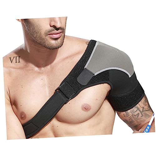 minkissy Compression Shoulder Brace Non-slip Shoulder Pad for Mountaineering Black Grey Left