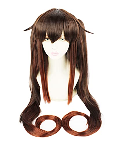 MayMaxPlay Genshin Impact Cosplay Costume Hu Tao Wig Hu Tao Cosplay Hair Halloween Party Props Women Girls (Brown)
