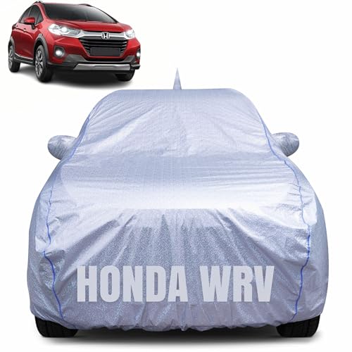 Image of 100% Waterproof Car Body Cover for Honda WRV with Mirror Pocket, Heat & UV Resistant, Triple Stitched, Soft Lining, Bottom Elastic & Piping (Silver Reflective)
