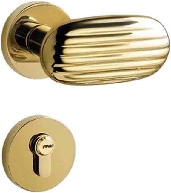 Indoor Silent Lock Zinc Alloy Door Lock Door Handle(F Gold Magnetic)