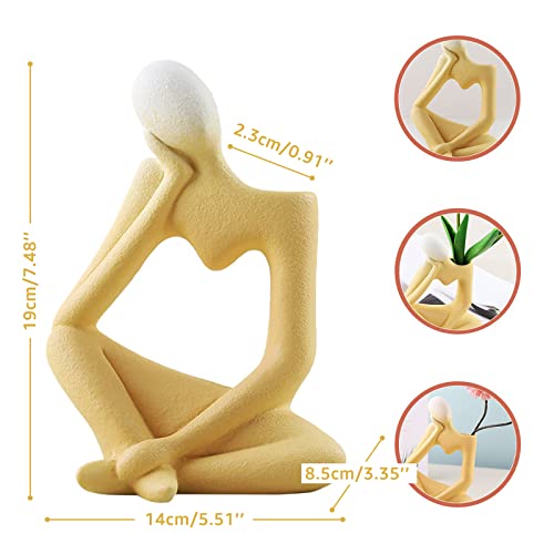 Nordic Style Body Vase, The Thinker Statue Ceramic Flower Vase, Unique White Vase For Home Decor, Abstract Modern Decorations For Office Living Room Book Shelf Bedroom (Right, Blue) #TOP4